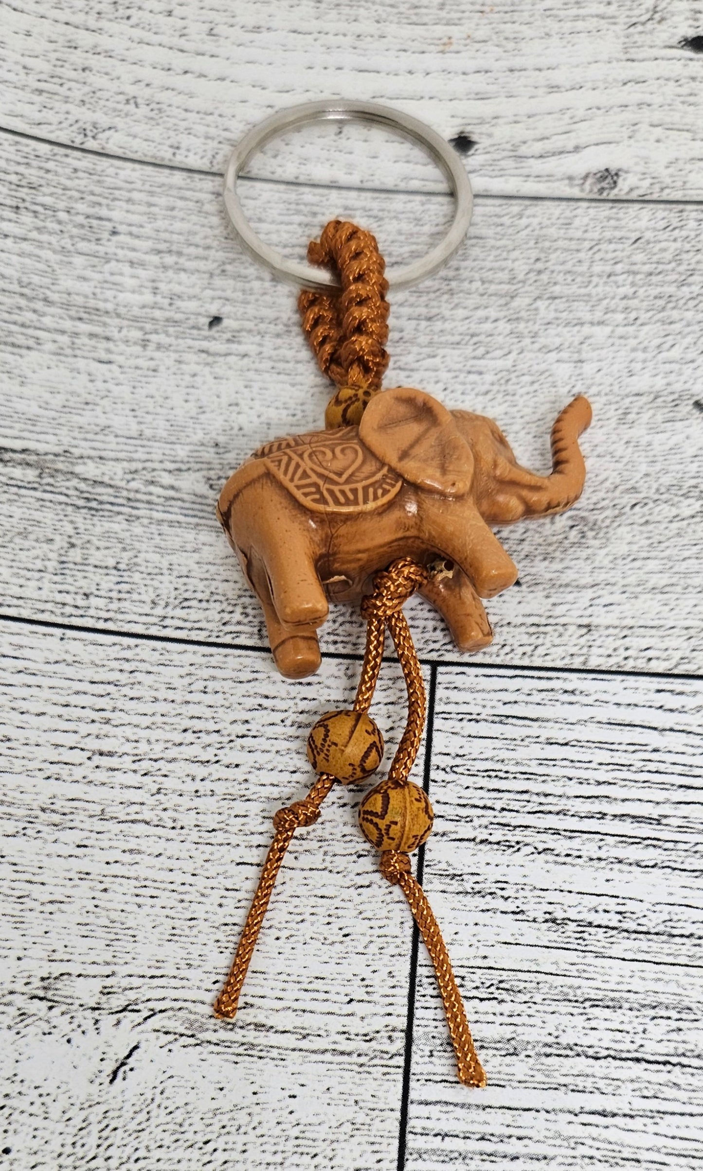 Wooden Wanderer Elephant Keychain